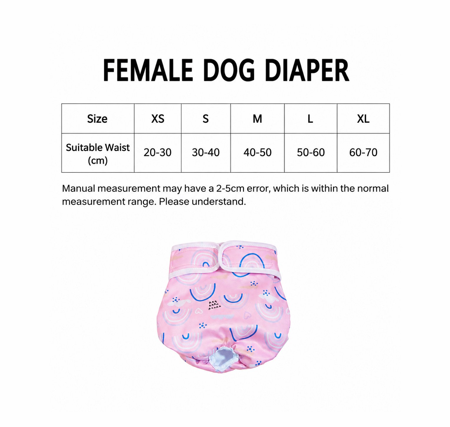 Female dog diaper size chart