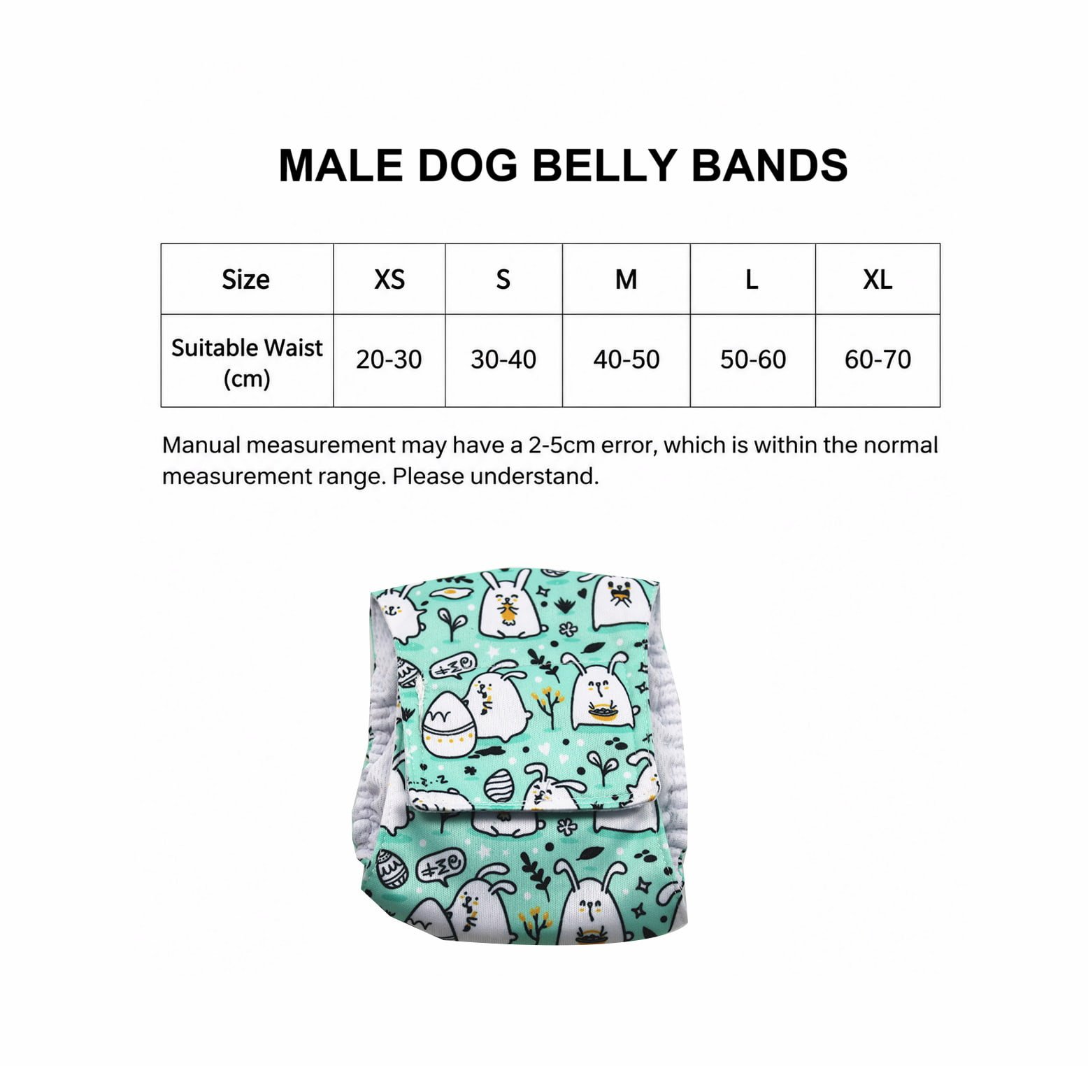 Male dog belly band measurements